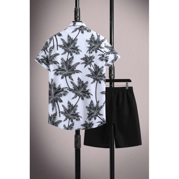 Men's Casual Ice Silk Micro-elastic Printed Short-sleeved Shirt Shorts Suit - Image 4