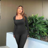 Women's Yoga Sports Fitness Jumpsuit Workout Long Sleeve Square Collar Clothing - Image 7