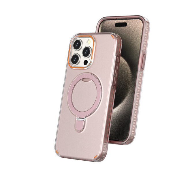 New Colorful Magnetic Bracket Phone Case With Holder Stand Cover For Magesafe Magnetic Transparent Wireless Charge Case For Phone - Image 3