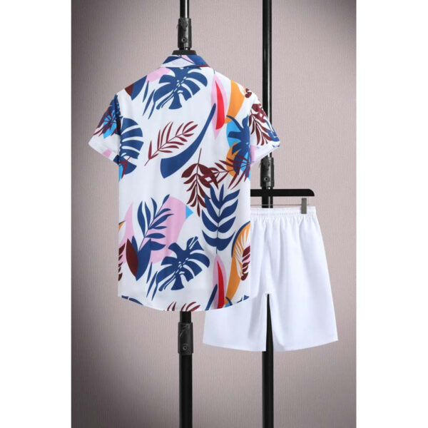 Men's Casual Ice Silk Micro-elastic Printed Short-sleeved Shirt Shorts Suit - Image 7