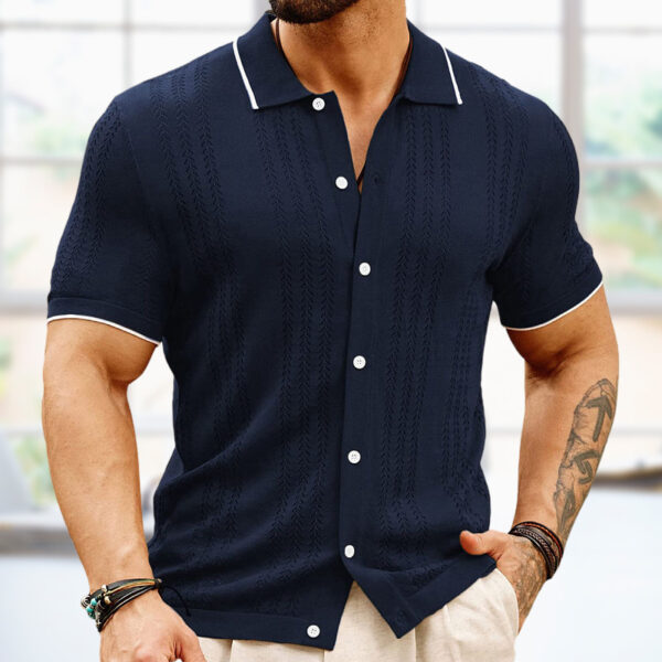 Short-sleeved Polo Shirt Summer Button Lapel Top Fashion Business Men's Clothing - Image 6