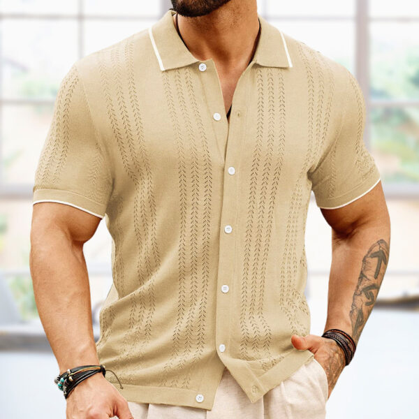 Short-sleeved Polo Shirt Summer Button Lapel Top Fashion Business Men's Clothing - Image 4